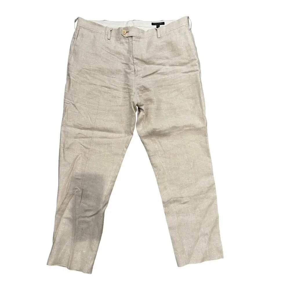 Banana Republic Men's Tailored Slim Fit Beige 100% Linen Pants 38L